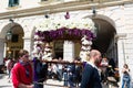 CORFU, GREECE - APRIL 6, 2018: The epitaph processions of Good Friday in Corfu. Every church is organizing a litany.